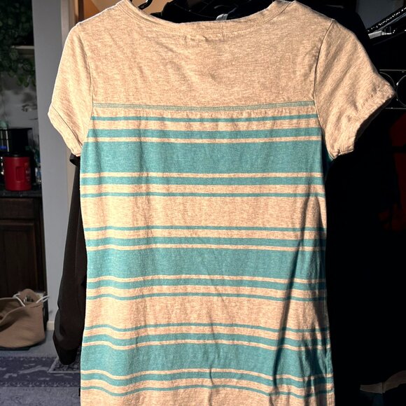 Disney Parks Grey and Aqua Striped Fitted Dress w Embroidered Mickey SZ Small - Picture 5 of 5